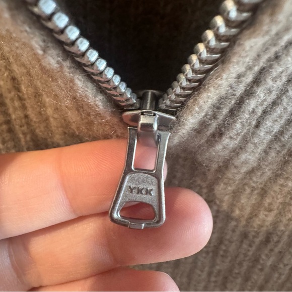 Jenni Kayne 100% Cashmere 1/2 Zip Sweater in Undyed Stone XXL - Picture 2 of 9